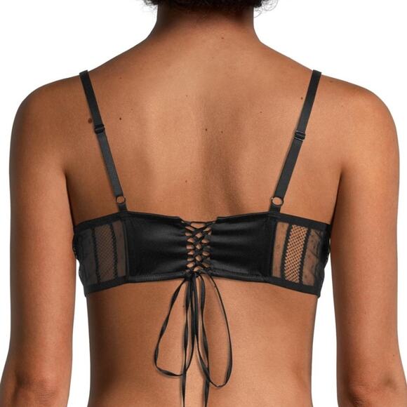 Kiki de Montparnasse Women's Muse Satin & Lace Corselette Bra Black 32A NWT - Picture 3 of 9